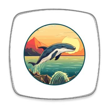 Wal bunte Aquarell-Karikatur Kawaii-Tier - Viereckiger Kühlschrankmagnet - Weiß - Vorne