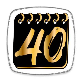 ZAHL 40 - Vierzig - 40. Geburtstag - Viereckiger Kühlschrankmagnet - Weiß - Vorne