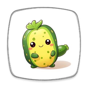 Tanzendes Kawaii Kaktus Gurken Männchen - Viereckiger Kühlschrankmagnet - Weiß - Vorne