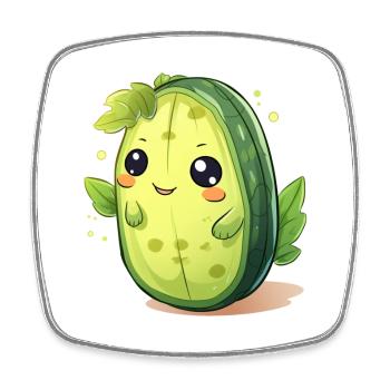 Kawaii Kaktus Gurke Männchen – Süßes Design - Viereckiger Kühlschrankmagnet - Weiß - Vorne