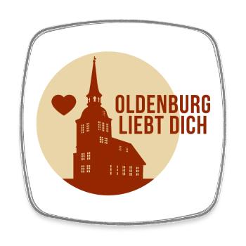 Oldenburg liebt dich - Viereckiger Kühlschrankmagnet - Weiß - Vorne