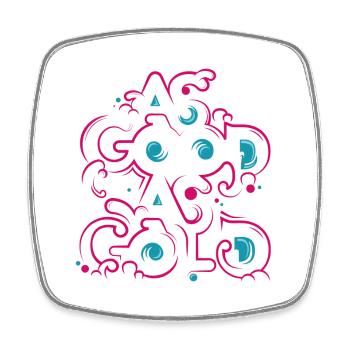 Neon Floral Ornament - Square fridge magnet - white - Front