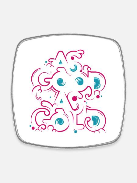 Ornement Neon Floral - Magnet carré - blanc
