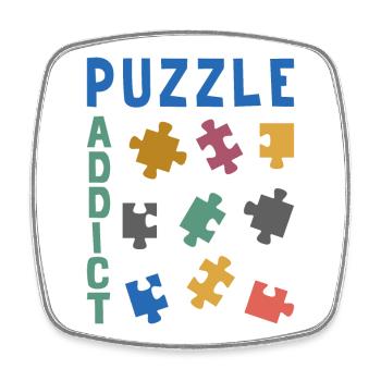 Puzzle addict - Square fridge magnet - white - Front