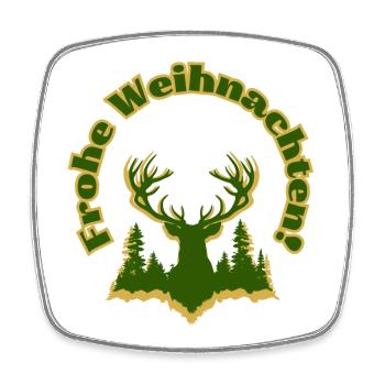 Frohe Weihnachten Silhouette Hirsch Wald grün gold - Viereckiger Kühlschrankmagnet - Weiß - Vorne