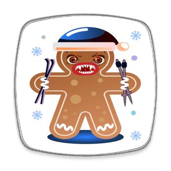 LEBKUCHEN SKIFAHREN - WÜTENDER SKIFAHRER - Viereckiger Kühlschrankmagnet - Weiß - Vorne