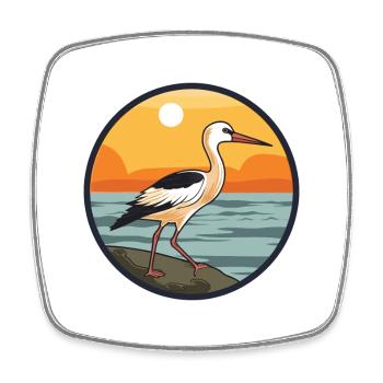 Avocet Watercolor Cartoon Kawaii Clipart Animal - Square fridge magnet - white - Front