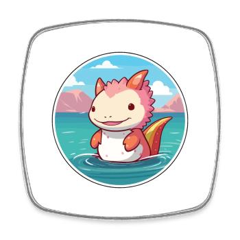 Axolotl aquarelle dessin animé Kawaii Clipart Animal - Magnet carré - blanc - Devant