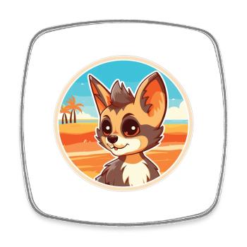 Aardwolf Aquarell Cartoon Kawaii Clipart Tier - Viereckiger Kühlschrankmagnet - Weiß - Vorne