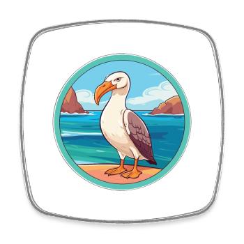 Albatross Watercolor Cartoon Kawaii Clipart Animal - Square fridge magnet - white - Front