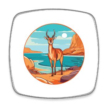 Antilope Aquarell Cartoon Kawaii Clipart Tier - Viereckiger Kühlschrankmagnet - Weiß - Vorne