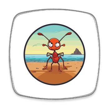 Ant Watercolor Cartoon Kawaii Clipart Animal - Square fridge magnet - white - Front