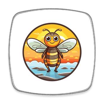 Bee Watercolor Cartoon Kawaii Clipart Animal - Square fridge magnet - white - Front