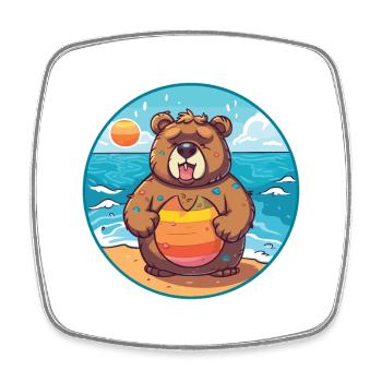 Ours aquarelle dessin animé Kawaii Clipart Animal - Magnet carré - blanc - Devant
