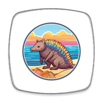 Armadillo Watercolor Cartoon Kawaii Clipart Animal - Square fridge magnet - white - Front