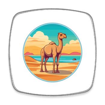 Camel Watercolor Cartoon Kawaii Clipart Animal - Square fridge magnet - white - Front