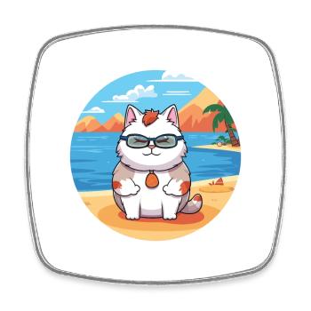 Katze Aquarell Karikatur Kawaii Clipart Tier - Viereckiger Kühlschrankmagnet - Weiß - Vorne