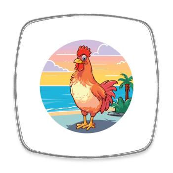 Chicken Watercolor Cartoon Kawaii Clipart Animal - Square fridge magnet - white - Front
