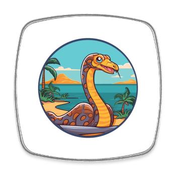 Cobra aquarelle dessin animé Kawaii Clipart Animal - Magnet carré - blanc - Devant
