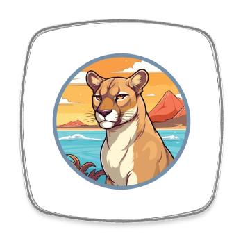 Aquarell Cartoon Kawaii Clipart Tier - Viereckiger Kühlschrankmagnet - Weiß - Vorne