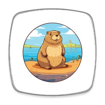 Biber Aquarell Cartoon Kawaii Clipart Tier - Viereckiger Kühlschrankmagnet - Weiß - Vorne