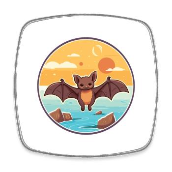 Fledermaus Aquarell Cartoon Kawaii Clipart Tier - Viereckiger Kühlschrankmagnet - Weiß - Vorne