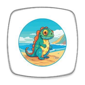 Chameleon Watercolor Cartoon Kawaii Clipart Animal - Square fridge magnet - white - Front