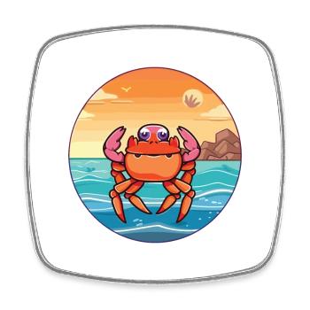 Crab Watercolor Cartoon Kawaii Clipart Animal - Square fridge magnet - white - Front