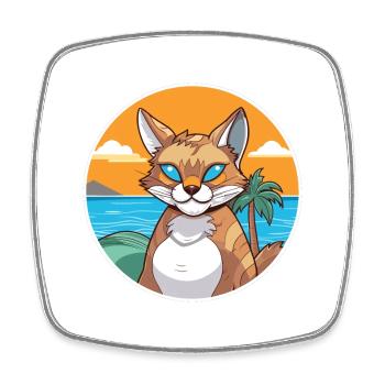 Rotluchs Aquarell Cartoon Kawaii Clipart Tier - Viereckiger Kühlschrankmagnet - Weiß - Vorne