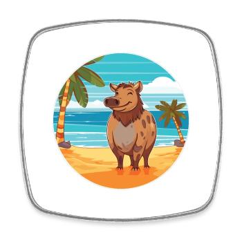 Boar Watercolor Cartoon Kawaii Clipart Animal - Square fridge magnet - white - Front
