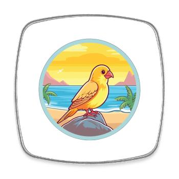 Canari oiseau aquarelle dessin animé Kawaii Clipart animal de compagnie - Magnet carré - blanc - Devant
