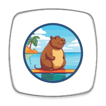 Capybara Watercolor Cartoon Kawaii Clipart Animal - Square fridge magnet - white - Front