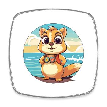 Tamia aquarelle dessin animé Kawaii Clipart Animal - Magnet carré - blanc - Devant