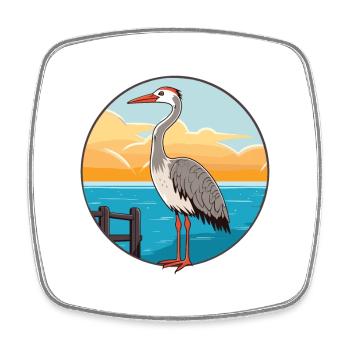 Grue Aquarelle Cartoon Kawaii Clipart Animal - Magnet carré - blanc - Devant