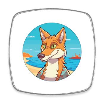 Coyote aquarelle dessin animé Kawaii Clipart Animal - Magnet carré - blanc - Devant