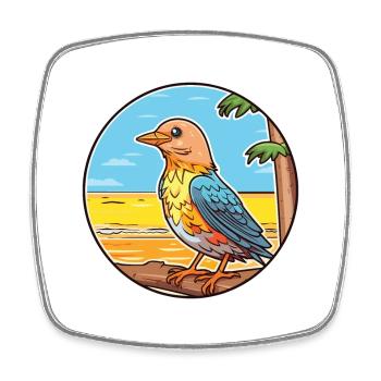 Cuckoo Watercolor Cartoon Kawaii Clipart Animal - Square fridge magnet - white - Front