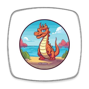Dragon Watercolor Cartoon Kawaii Clipart Animal - Square fridge magnet - white - Front