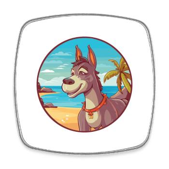 Âne aquarelle dessin animé Kawaii Clipart Animal - Magnet carré - blanc - Devant