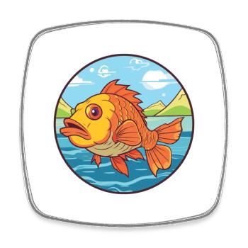 Fish Watercolor Cartoon Kawaii Clipart Animal - Square fridge magnet - white - Front