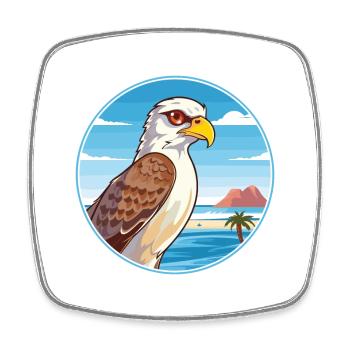 Falcon Watercolor Cartoon Kawaii Clipart Animal - Square fridge magnet - white - Front