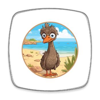 Emu Watercolor Cartoon Kawaii Clipart Animal - Square fridge magnet - white - Front