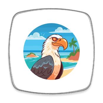 Eagle Watercolor Cartoon Kawaii Clipart Animal - Square fridge magnet - white - Front