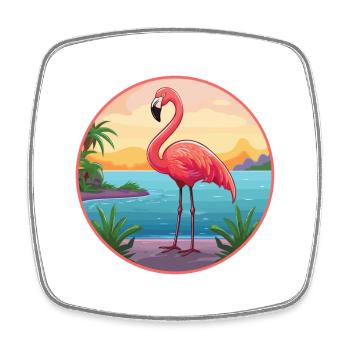 Flamingo Watercolor Cartoon Kawaii Clipart Animal - Square fridge magnet - white - Front