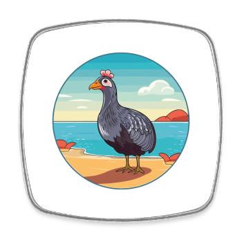 Pintade aquarelle dessin animé Kawaii Clipart animal de compagnie - Magnet carré - blanc - Devant