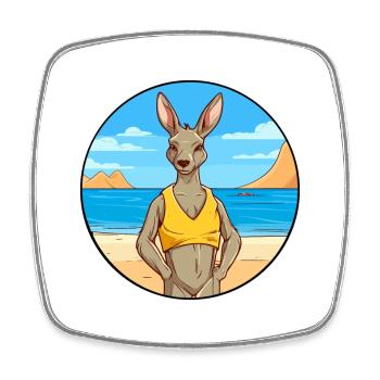 Kangourou aquarelle dessin animé Kawaii Clipart Animal - Magnet carré - blanc - Devant