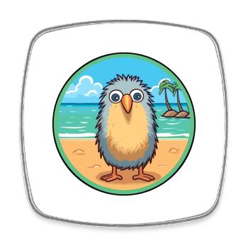 Kiwi Watercolor Cartoon Kawaii Clipart Animal - Square fridge magnet - white - Front