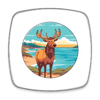 Elk aquarelle dessin animé Kawaii Clipart Animal - Magnet carré - blanc - Devant