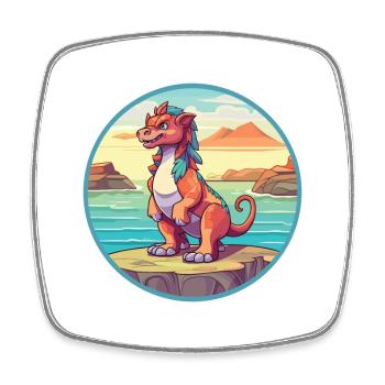 Chimera Watercolor Cartoon Kawaii Clipart Animal - Square fridge magnet - white - Front