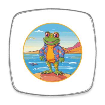 Frosch Aquarell Cartoon Kawaii Clipart Tier - Viereckiger Kühlschrankmagnet - Weiß - Vorne