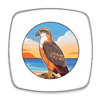 Faucon aquarelle dessin animé Kawaii Clipart Animal - Magnet carré - blanc - Devant